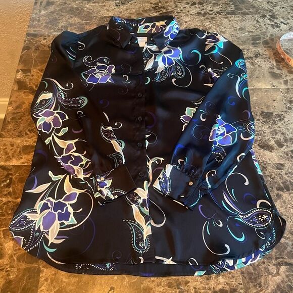 Chico’s Blouse Women’s Size 1 (M) Floral Print Button Front Tunic​ - Picture 12 of 12